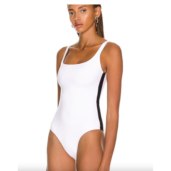 DKNY One piece Women's Swimsuit White with Mesh Trim Size 4 NWT - Picture 5 of 7